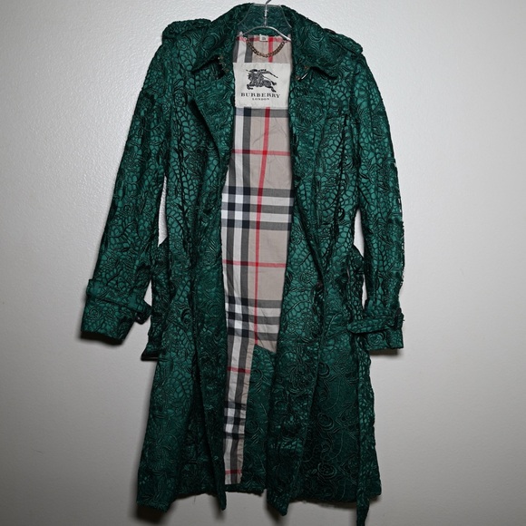 Burberry Jackets & Blazers - Burberry Emerald Lace Trench Coat